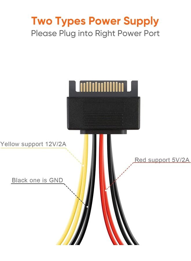 Taimi 2 Pieces SATA Power Cable, SATA 15 Pin Male to 2xSATA 15 Pin Down Angle Female Power Splitter Cable  - Image 3