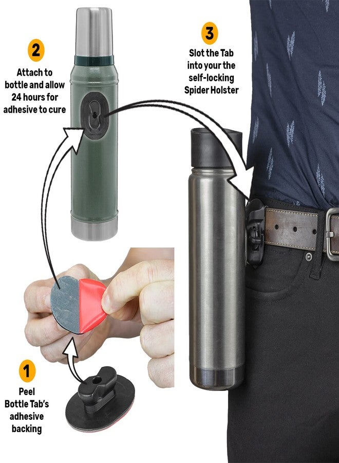 سبايدر حافظة أدوات العنكبوت - مجموعة حافظة الزجاجات - (1) مشبك حزام سريع السحب ذاتي القفل + (1) مقبض زجاجة مياه قابل للتمدد + (1) علامة لاصقة قابلة للتقشير واللصق للأكواب والأكواب - Image 3