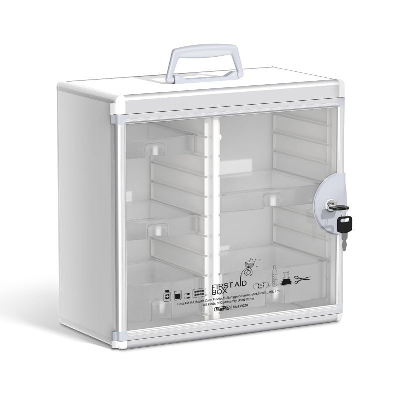 Glosen Medicine Cabinet Locking Medicine Cabinet Wall Mountedã€ Silver 13.6 x 13.4 x 6.5 Inch ã€‘ Portable Storage Container Big Capacity - Image 1