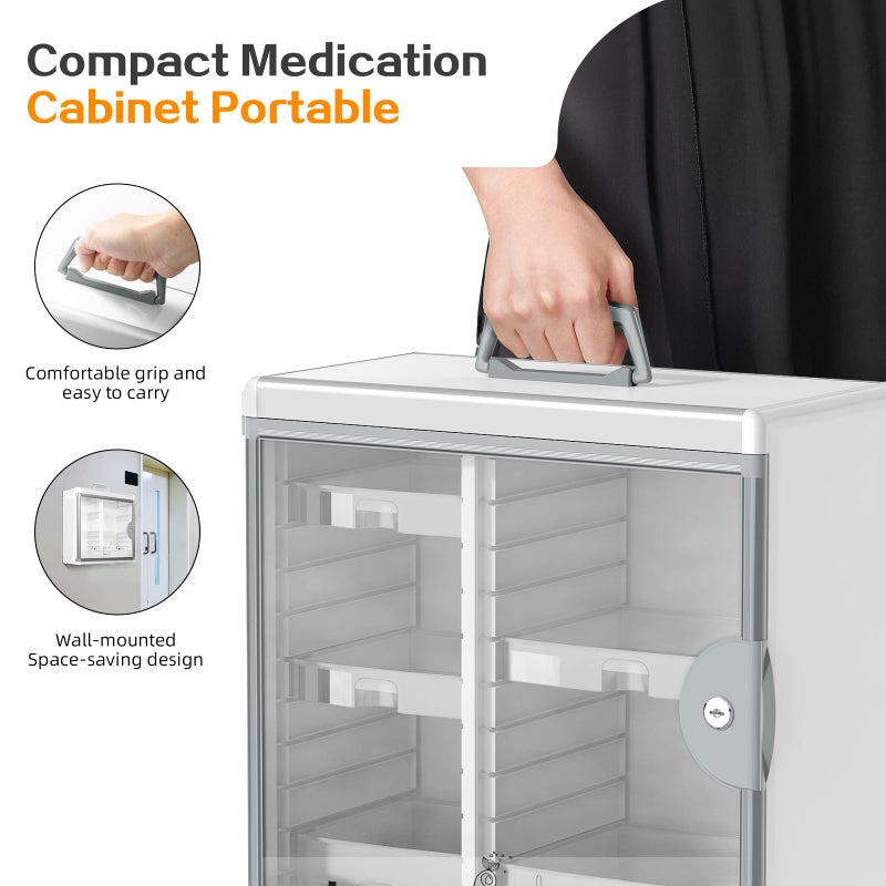 Glosen Medicine Cabinet Locking Medicine Cabinet Wall Mountedã€ Silver 13.6 x 13.4 x 6.5 Inch ã€‘ Portable Storage Container Big Capacity - Image 5