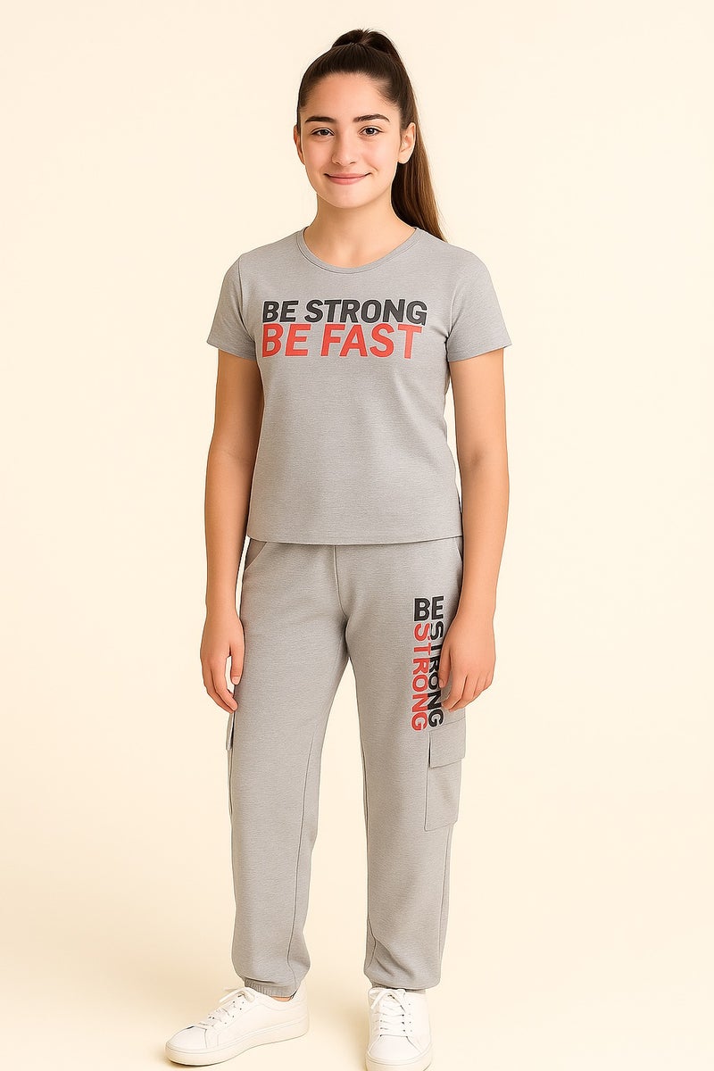 فكتور اند جين طقم بناتي قطعتين - بلوزة رياضية مع بنطال رياضي متطابق - أنيق ومريح - Image 1