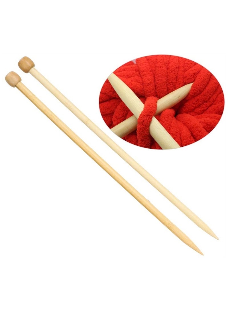 SYOSI Knitting Needles, Portable Single Point Knitting Tools 2Pcs Sewing Needles Weaving Needle, Wooden for Scarf DIY 10MM  - Image 1