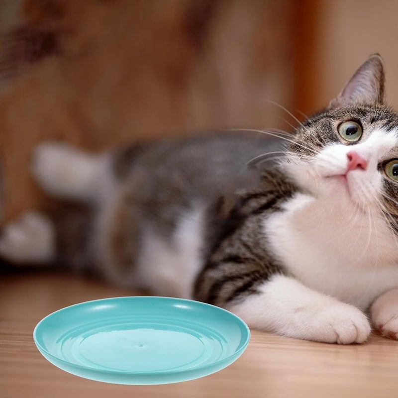 ULTECHNOVO 8pcs Shallow Cat Food Bowls Set with Feeding Shelf, Unbreakable Plastic Pet Plates for Kittens and Short-Legged Cats, Dragon Green Small Round Dishes for Wet and Dry Food - Image 4