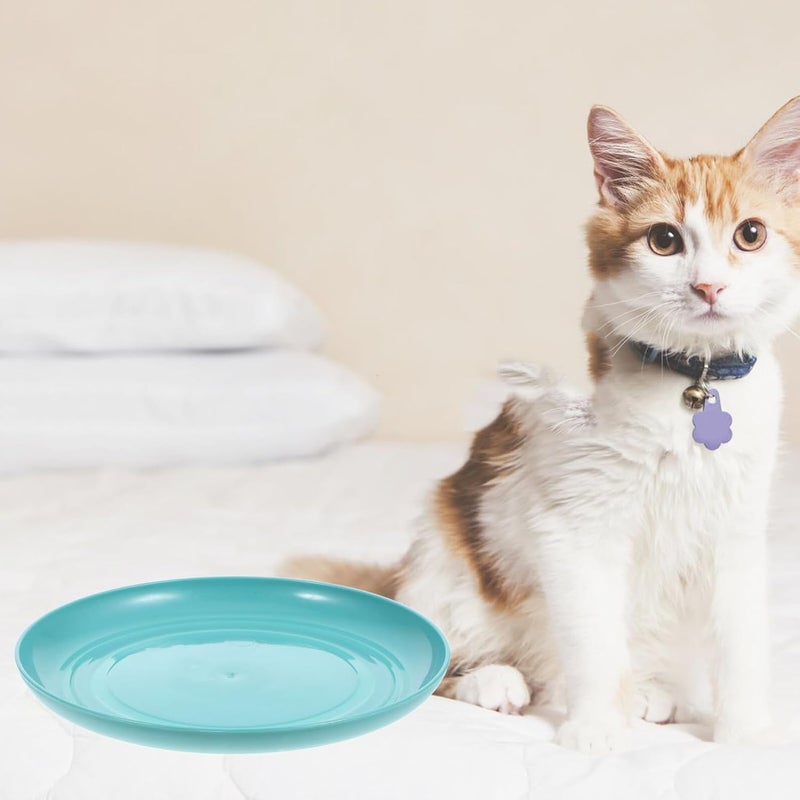 ULTECHNOVO 8pcs Shallow Cat Food Bowls Set with Feeding Shelf, Unbreakable Plastic Pet Plates for Kittens and Short-Legged Cats, Dragon Green Small Round Dishes for Wet and Dry Food - Image 5