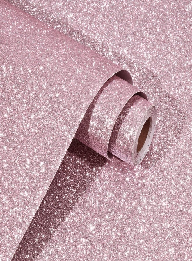 WESTICK Dreamy Pink Glitter Wallpaper for Girls Bedroom Thick Pink Peel and Stick Wallpaper Self Adhesive Removable Glitter Contact Paper for Walls Bathroom Dresser Showcase Tables DIY 12" x 80" - Image 1