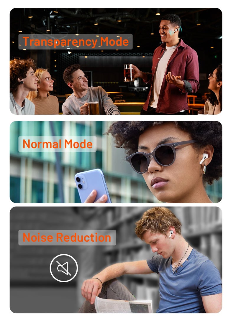 porodo - Earbuds Pro 2 With Touch Display with Environmental Noise Cancellation and ANC / Deep Bass / Touch Control / 20 Hours Working Time /1.47 inch Screen size - White - Image 1