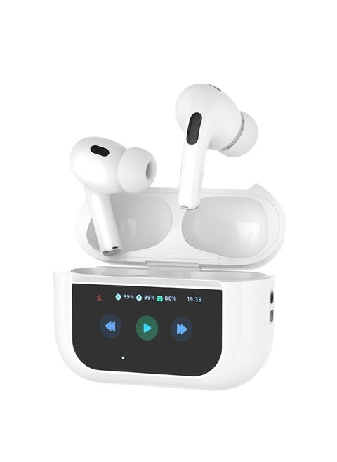 Earbuds Pro 2 With Touch Display with Environmental Noise Cancellation and ANC / Deep Bass / Touch Control / 20 Hours Working Time /1.47 inch Screen size - White