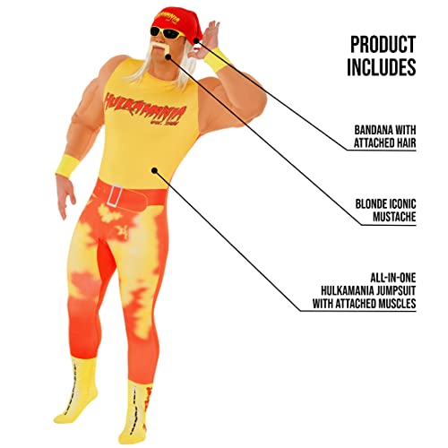Morph Hulk Hogan Costume, WWE Costume, Hulk Hogan Wrestling Adult Outfit, WWE Wrestling Halloween Outfit with Accessories, Large - Image 3