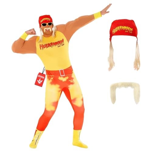 Morph Hulk Hogan Costume, WWE Costume, Hulk Hogan Wrestling Adult Outfit, WWE Wrestling Halloween Outfit with Accessories, Large - Image 1