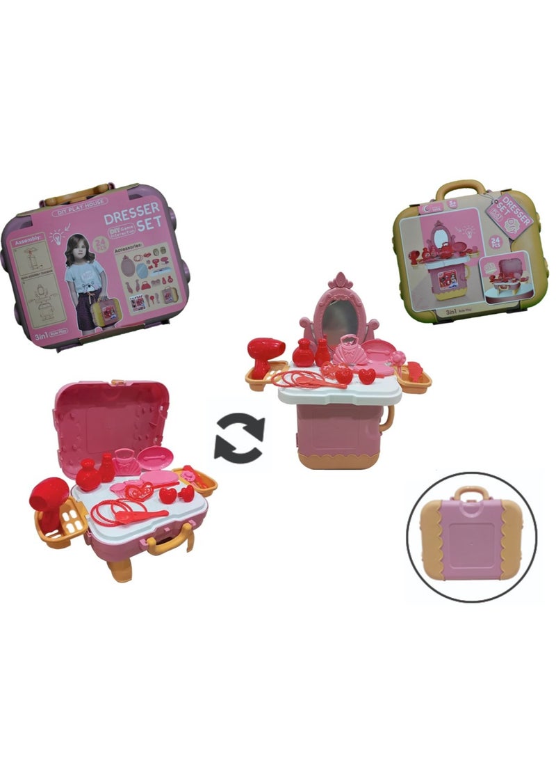 Lightweight Portable Beauty Play Set , Dresser Vanity Makeup Play Set For Girls , Best Gift for Girls - Image 4