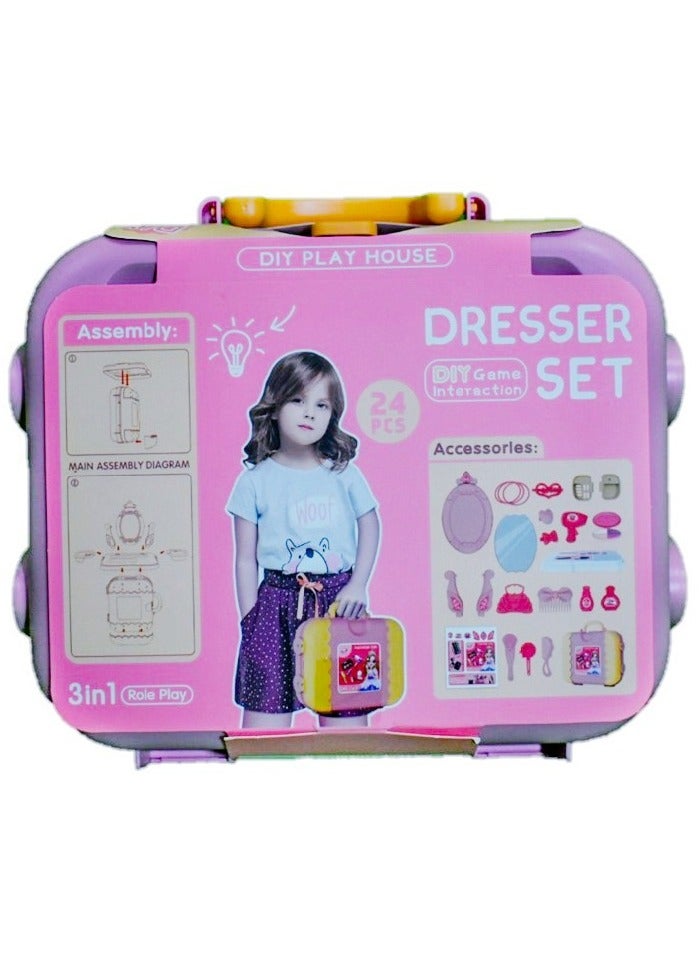 Lightweight Portable Beauty Play Set , Dresser Vanity Makeup Play Set For Girls , Best Gift for Girls - Image 3