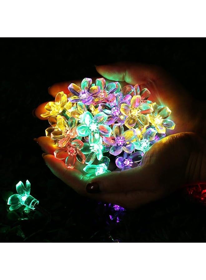 erorex Cherry Blossom Solar String Lights 7M 50 Led Waterproof Outdoor Decoration Lighting For Indoor Outdoor Patio Lawn Garden And Holiday Festivals Multi Color - Image 5