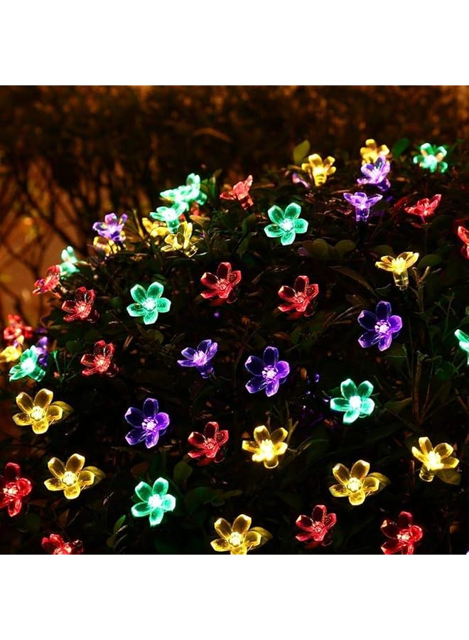 erorex Cherry Blossom Solar String Lights 7M 50 Led Waterproof Outdoor Decoration Lighting For Indoor Outdoor Patio Lawn Garden And Holiday Festivals Multi Color - Image 2