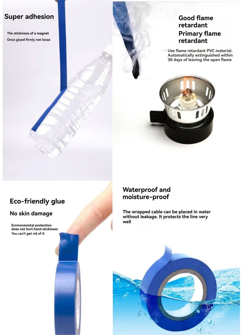 Blue 10m Insulation Tape, Electrical Tape Insulation Pvc Sticky Waterproof High Temperature Resistant - Image 4