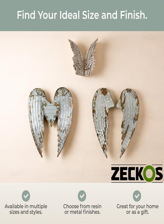 Zeckos Set of 2 Distressed Antique White Angel Wing Wall Sculptures - Perfect Decoration for Nursery, Bedroom, Living Room - Each 11 Inches High - Easy Mounting - Image 5