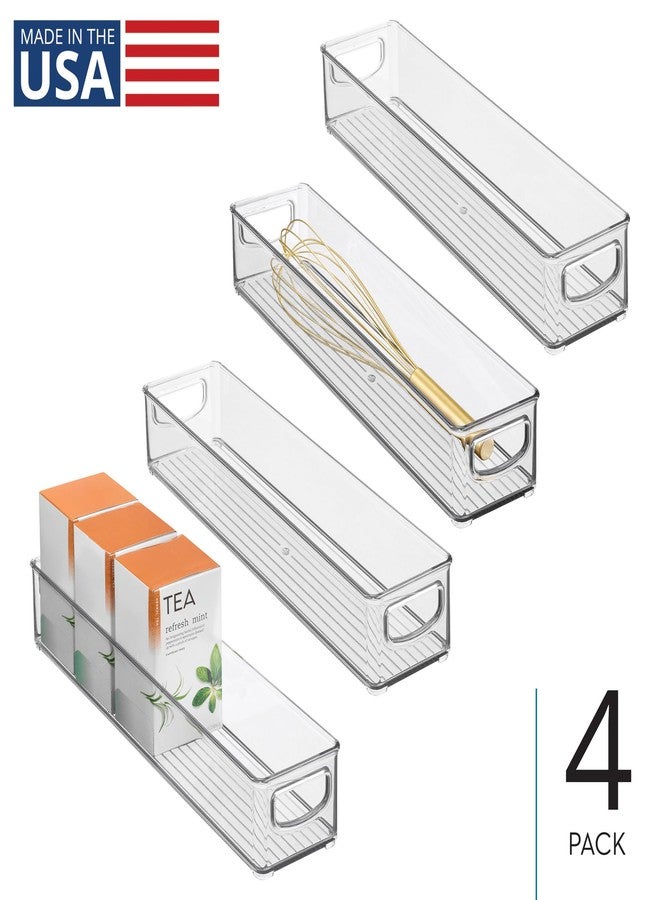 إنترديزاين صناديق تخزين بلاستيكية قابلة للتكديس من iDesign بمقابض - صناديق تخزين لتنظيم المطبخ - مجموعة من 4 قطع - شفافة - Image 2