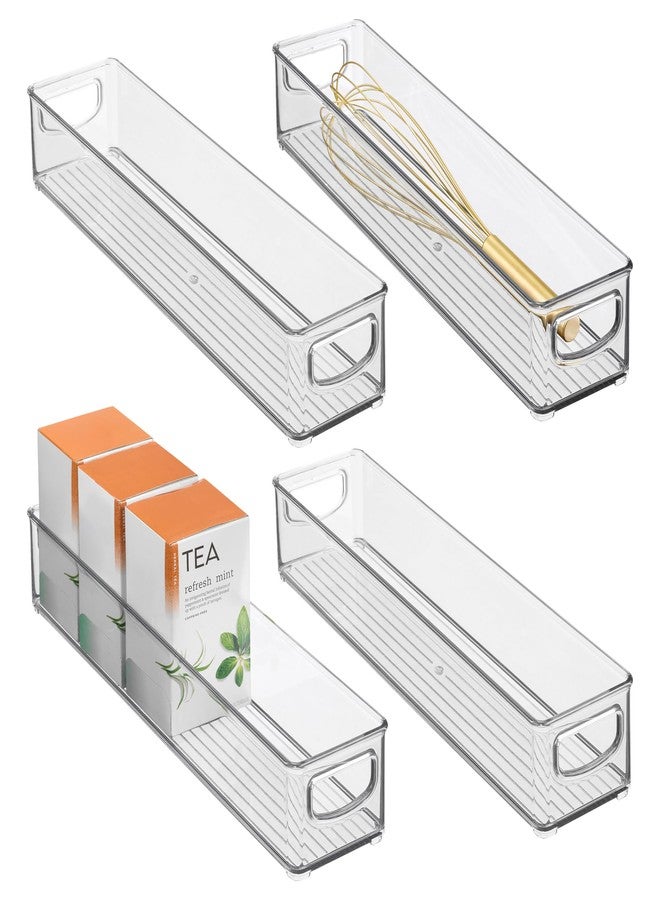 إنترديزاين صناديق تخزين بلاستيكية قابلة للتكديس من iDesign بمقابض - صناديق تخزين لتنظيم المطبخ - مجموعة من 4 قطع - شفافة - Image 1