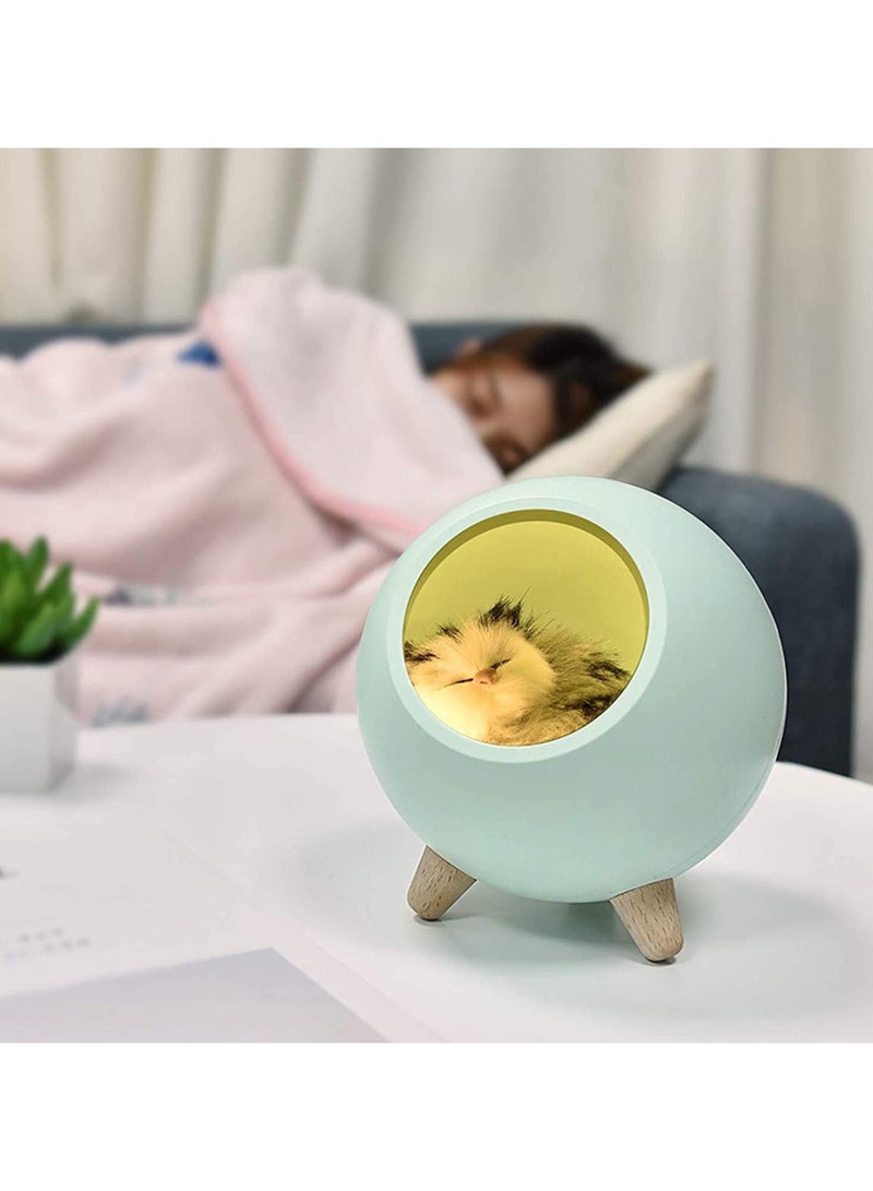 Creative little pet house atmosphere table lamp warm cute cat USB charging night light home decor kids bedside sleep light-Green  - Image 5