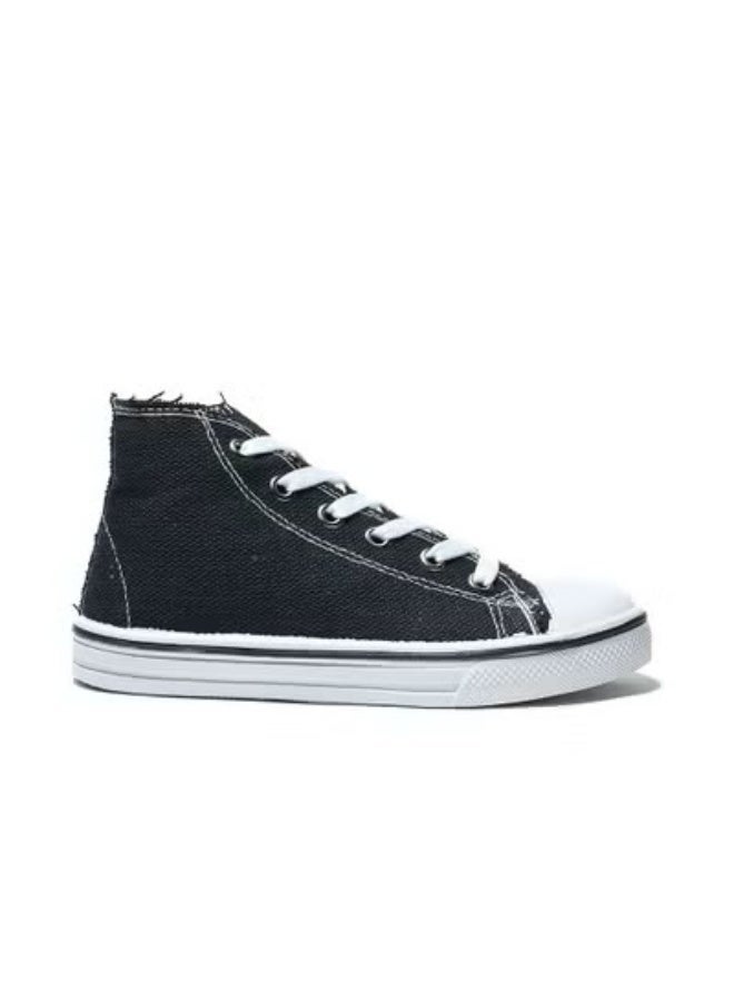 Desert Basic Lace-Up Knit Flat Sneakers For Kids - Image 1