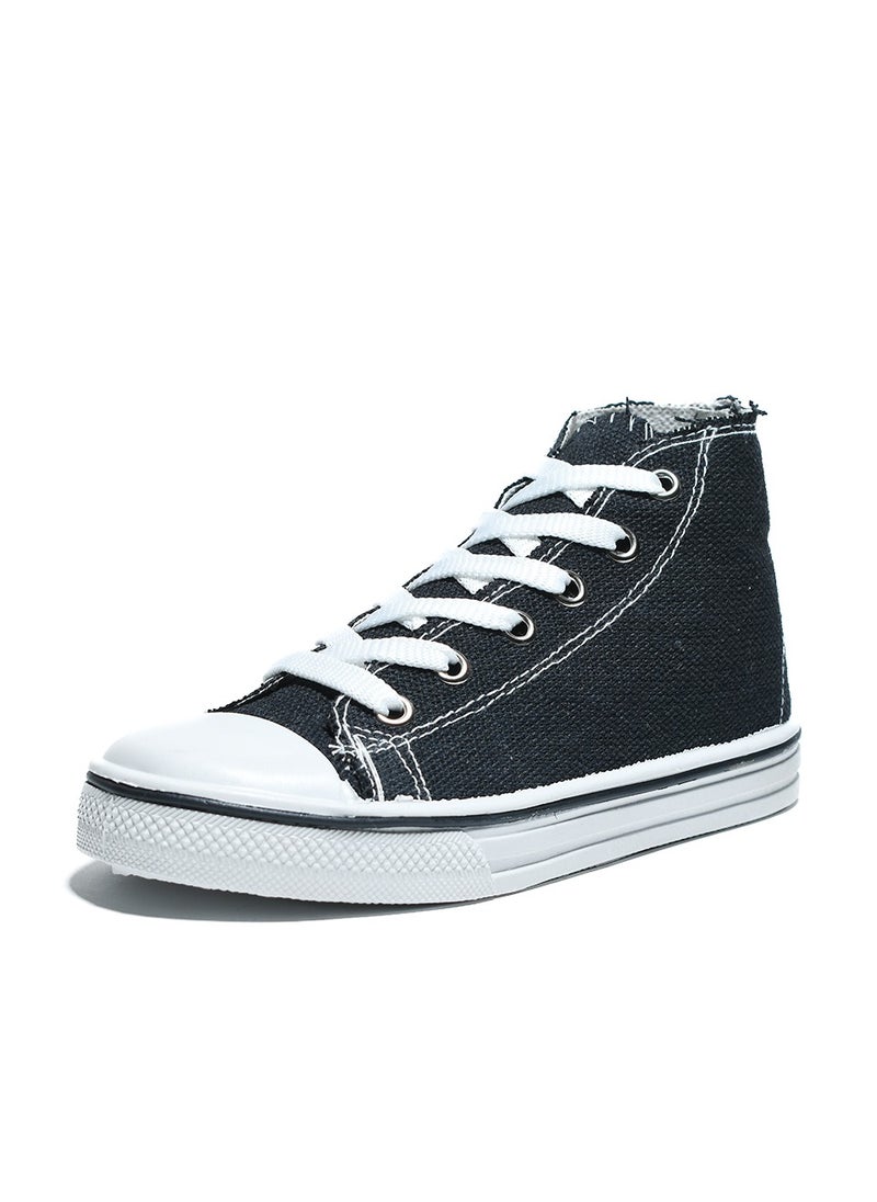 Desert - Basic Lace-Up Knit Flat Sneakers For Kids - Image 1