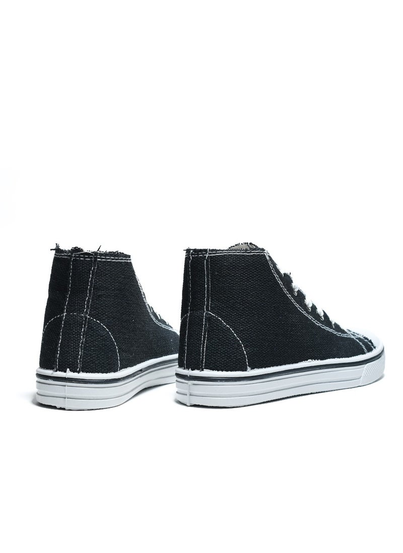 Desert - Basic Lace-Up Knit Flat Sneakers For Kids - Image 1