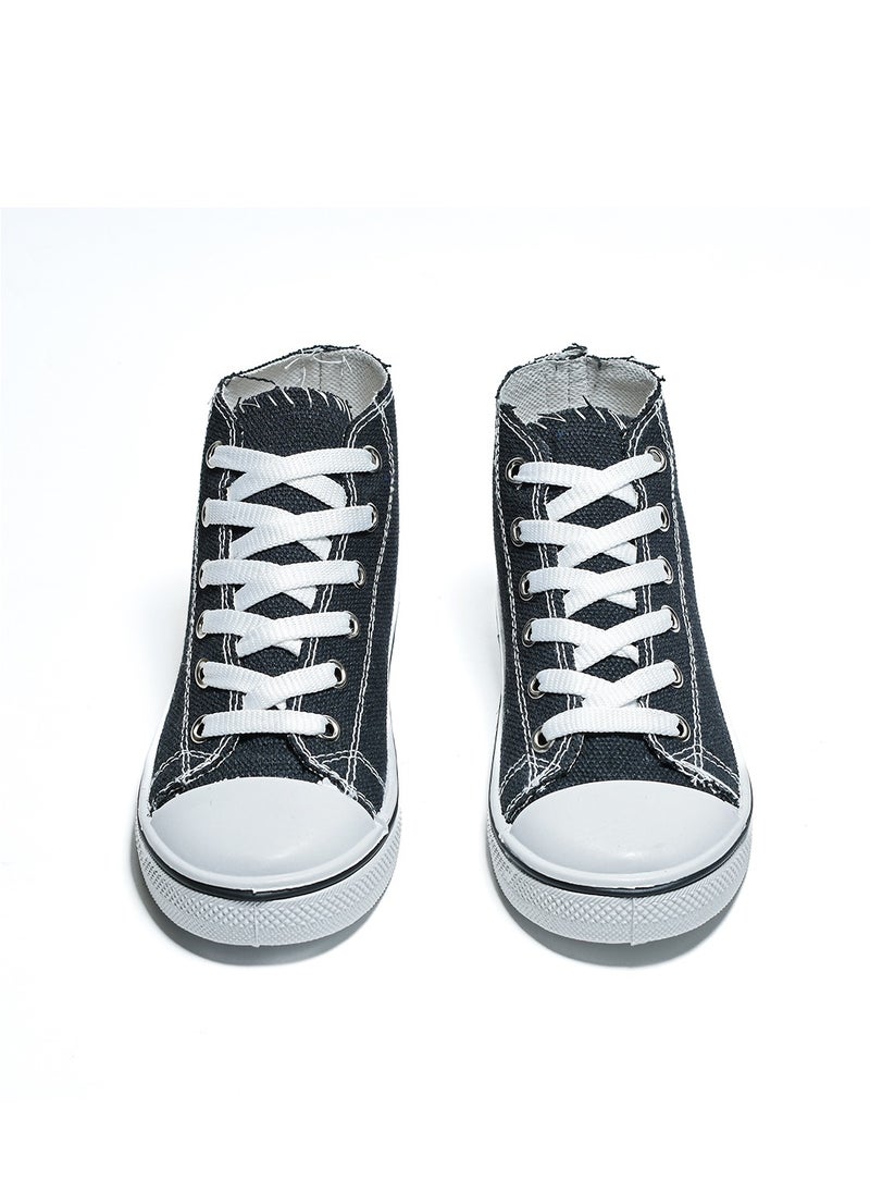 Desert - Basic Lace-Up Knit Flat Sneakers For Kids - Image 1