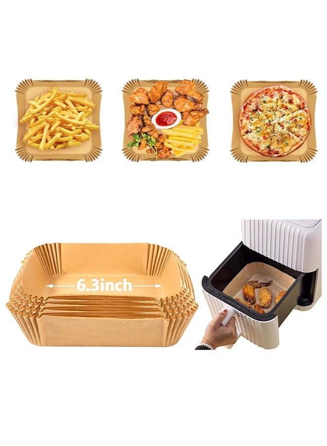 50-Piece Air Fryer Square Paper Liners Disposable 6.2 inch - Image 1
