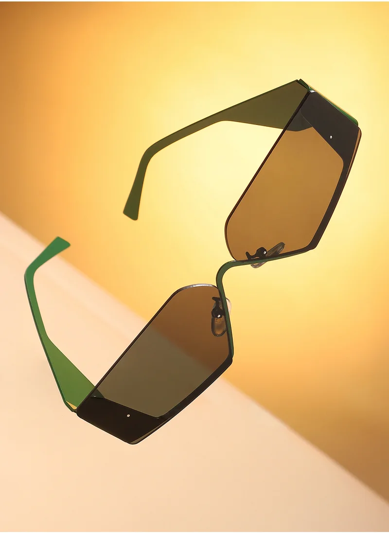 Haute Sauce Women's The Electra Shield Sunglass - Jungle Green
