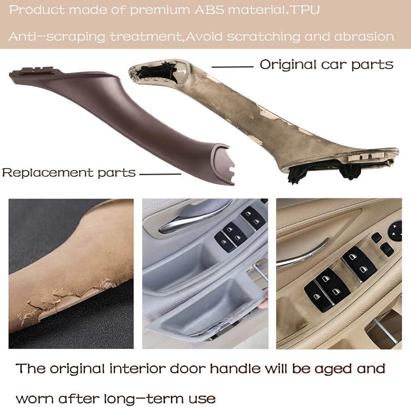CHUANGHUI Car Door Handle Cover for BMW 5 Series F10 2011-2016 Interior Door Handles Replace Trim Cover 520i 528i 530i 535d 535i 550i (Mocha Brown) - Image 2