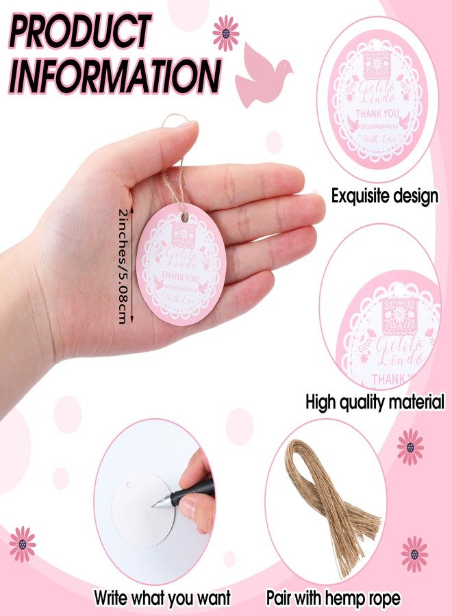 مايتيز مجموعة بطاقات هدايا "سيليتو ليندو" من مايتيز، 60 قطعة، باللون الوردي، مثالية لحفلات استقبال المولود الجديد، مع خيط، وبطاقات شكر، وحفلات ذات طابع مكسيكي، وهدايا تذكارية لحفلات استقبال المولود الجديد وأعياد الميلاد. - Image 2