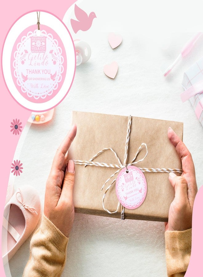 مايتيز مجموعة بطاقات هدايا "سيليتو ليندو" من مايتيز، 60 قطعة، باللون الوردي، مثالية لحفلات استقبال المولود الجديد، مع خيط، وبطاقات شكر، وحفلات ذات طابع مكسيكي، وهدايا تذكارية لحفلات استقبال المولود الجديد وأعياد الميلاد. - Image 3