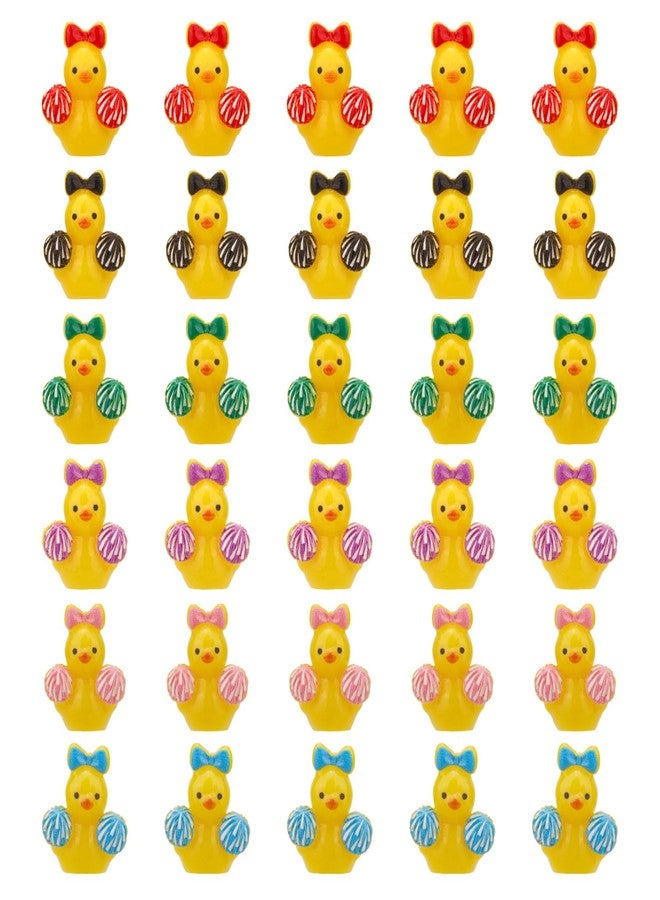 Sinbana 30pcs Mini Resin Cheerleader Ducks, Miniature Cheerleader Ducks with Bows Small Tiny Figurine Inspirational Cheer Team Gifts Goodie Bag Stuffers Party Favors Decor - Image 1