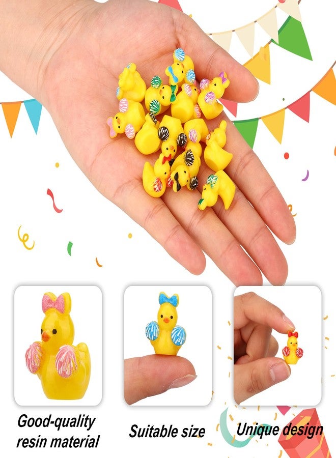 Sinbana 30pcs Mini Resin Cheerleader Ducks, Miniature Cheerleader Ducks with Bows Small Tiny Figurine Inspirational Cheer Team Gifts Goodie Bag Stuffers Party Favors Decor - Image 4