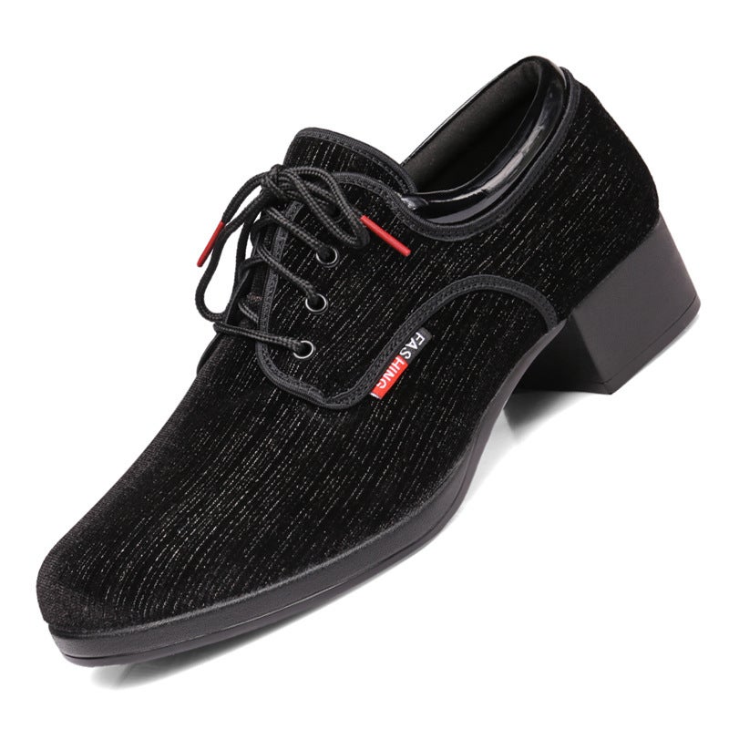 Wupa Men's Modern Dance Shoes Oxford Cloth High Heel Soft Sole - Image 5