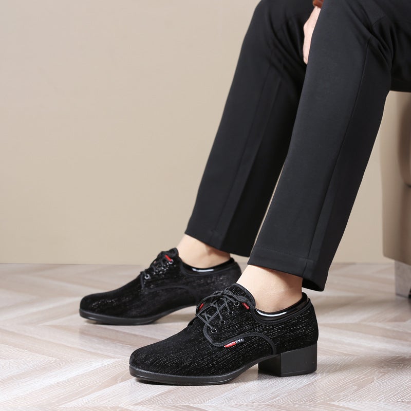 Wupa Men's Modern Dance Shoes Oxford Cloth High Heel Soft Sole - Image 3
