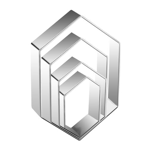 ANCKNE Hexagon Cookie Cutter Set 4 Sizes- 5 Inch, 4 Inch, 3 Inch, 2 Inch Stainless Steel Geometric Gem Cookie Cutters Shapes Molds - Image 1