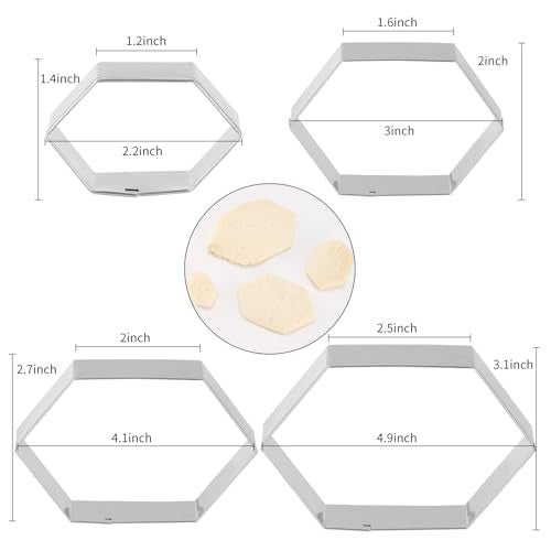 ANCKNE Hexagon Cookie Cutter Set 4 Sizes- 5 Inch, 4 Inch, 3 Inch, 2 Inch Stainless Steel Geometric Gem Cookie Cutters Shapes Molds - Image 3