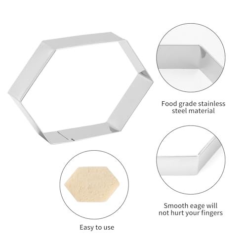 ANCKNE Hexagon Cookie Cutter Set 4 Sizes- 5 Inch, 4 Inch, 3 Inch, 2 Inch Stainless Steel Geometric Gem Cookie Cutters Shapes Molds - Image 2