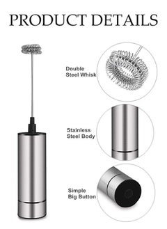 Generic Handheld Electric Foam Maker，Stainless Steel Handheld Electric Milk Foam Beater，Used for Mixing Milk, Coffee, Tea, Latte, Cappuccino, and Hot Chocolate Drinks，Silver  - Image 4