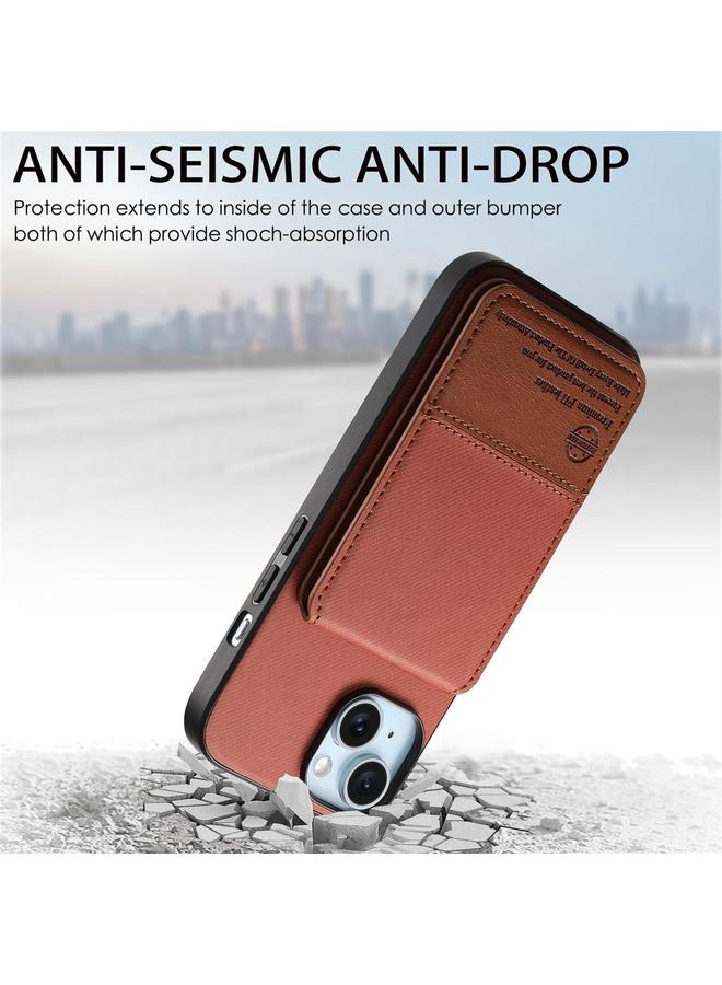 S-TOP Case For iPhone 15 Twill Fabric Leather Vertical Flip RFID Card Bag Phone Case - Image 4