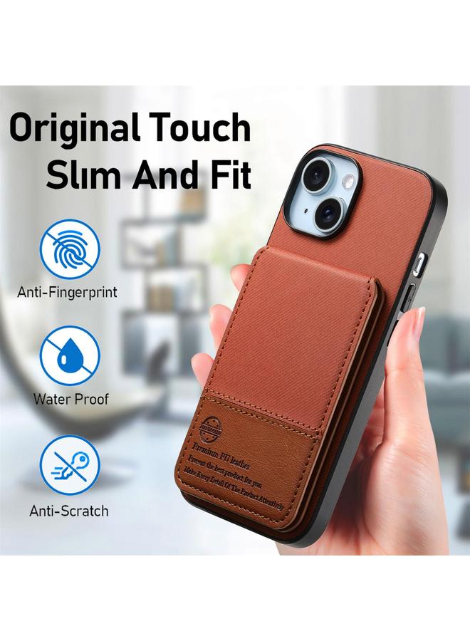 S-TOP Case For iPhone 15 Twill Fabric Leather Vertical Flip RFID Card Bag Phone Case - Image 5