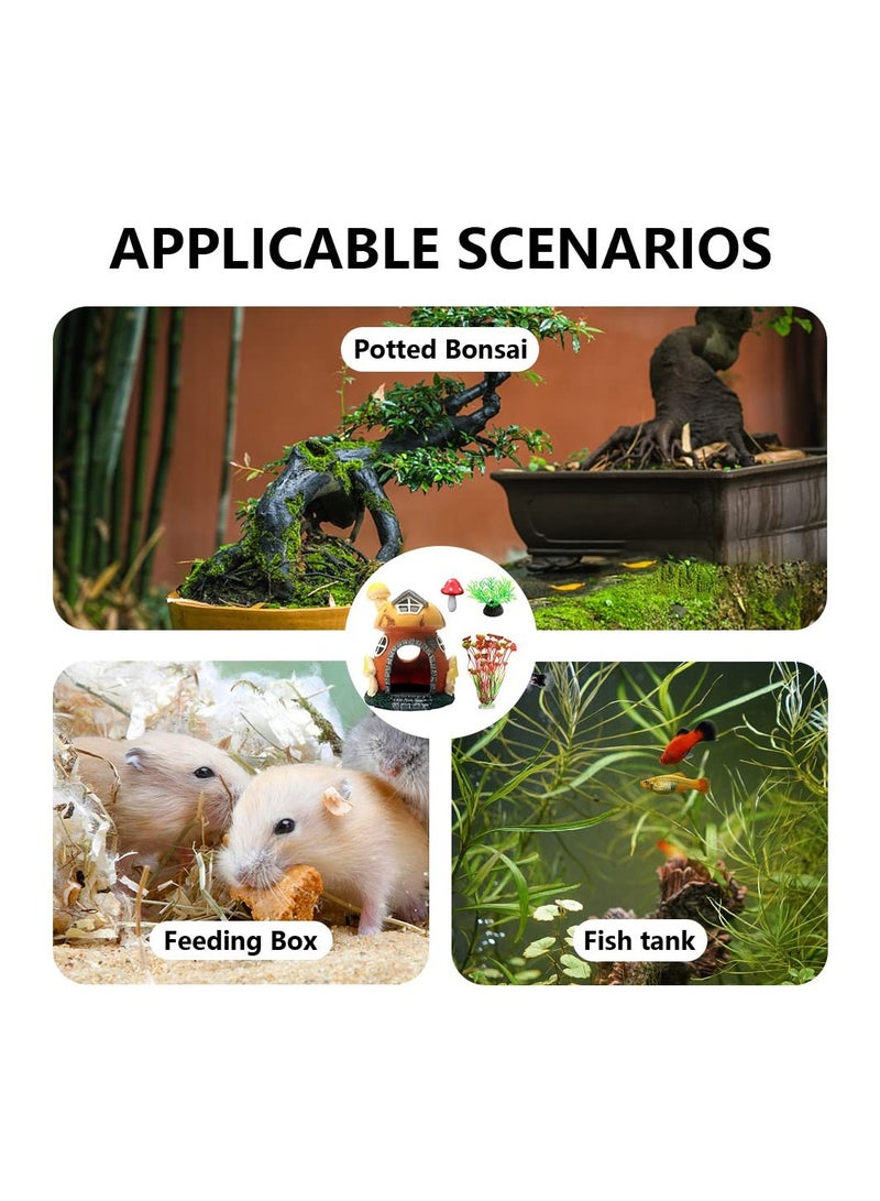 Aquarium Decorations Set with Mushroom House, Artificial Aquatic Plants, and Cave Ornaments for Betta Fish Hideouts - 4 Pieces for Round or Square Fish Tanks. - Image 5