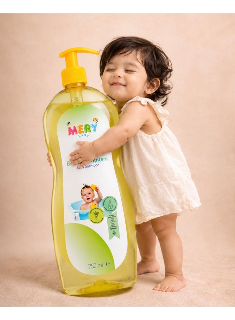 Mery Baby Gentle Baby Shampoo (750ml) – Tear-Free & Eye-Safe Daily Wash – pH 5.5 Formula with Silky Shine Extracts – Deep Hydration for Sensitive Scalp & All Skin Types - Image 3