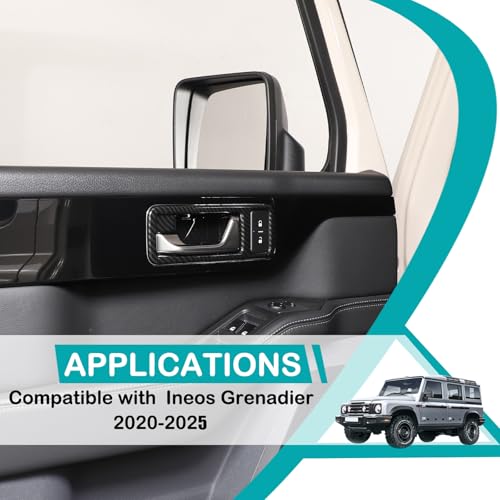 Hudiriy Car Door Inner Handle Panel Frame Cover Stickers Decals Compatible with Compatible with Ineos Grenadier 20202025 Interior Door Bowl Frame Trim Protection Accessories Carbon Fiber Pattern - Image 3