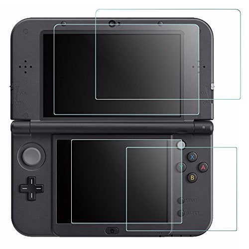 AFUNTA Screen Protector Compatible New 3DS XL, AFUNTA 4 Pcs Tempered Glass for Top Screen and HD Clear Crystal PET Film Compatible Bottom Screen, 3DSXL Film Accessory - Image 1