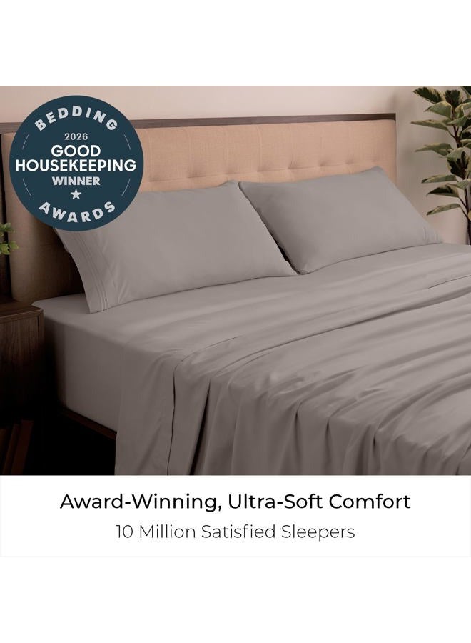 mellanni Bed Sheet Set - Brushed Microfiber 1800 Bedding - Wrinkle, Fade, Stain Resistant - 4 Piece (King, Tan) - Image 2
