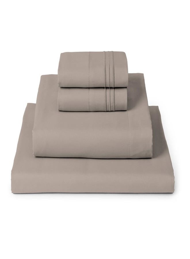 mellanni Bed Sheet Set - Brushed Microfiber 1800 Bedding - Wrinkle, Fade, Stain Resistant - 4 Piece (King, Tan) - Image 1
