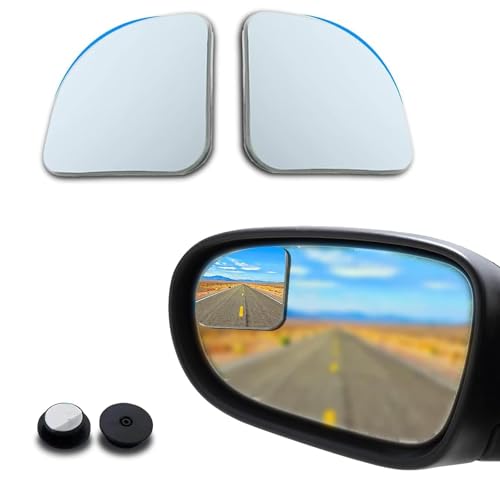 Flygun 2 PCS Car Blind Spot Mirror 19In x 19In HD Convex Frameless Glass PC Vehicle Rearview Mirrors Accessories with Adhesive Universal Fanshaped Automotive Reflective Assist Mirror Silver - Image 1