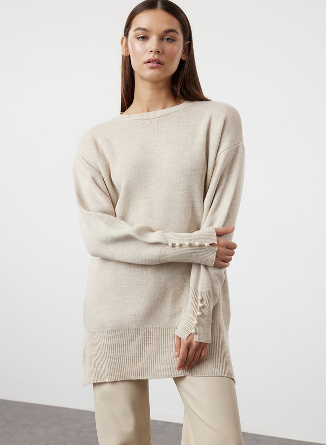trendyol Stone Pearl Detailed Knitwear Sweater - Image 1