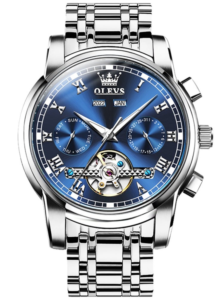 OLEVS OLEVS Watches Men Automatic,Self Winding Skeleton Watches for Men Tourbillon,Stainless Steel  - Image 1